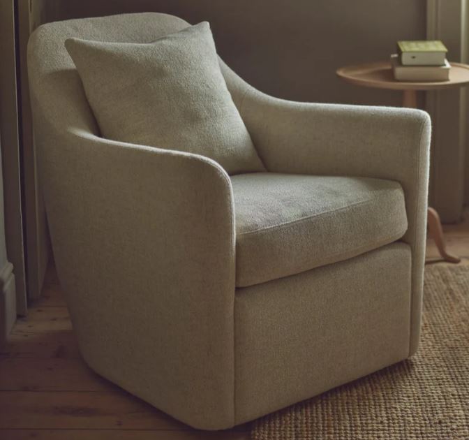 Cleo Swivel Armchair In Boucle Ecru