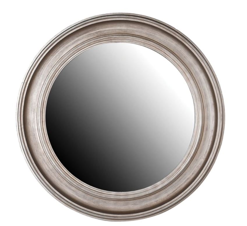 Round Distressed Silver Mirror