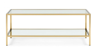 KESWICK BRASS AND GLASS COFFEE TABLE